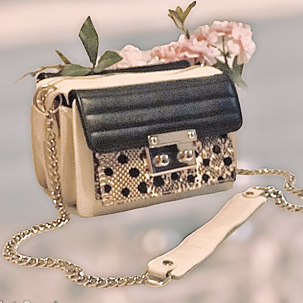 L.A.M.B. Black and Gold Crossbody Bag